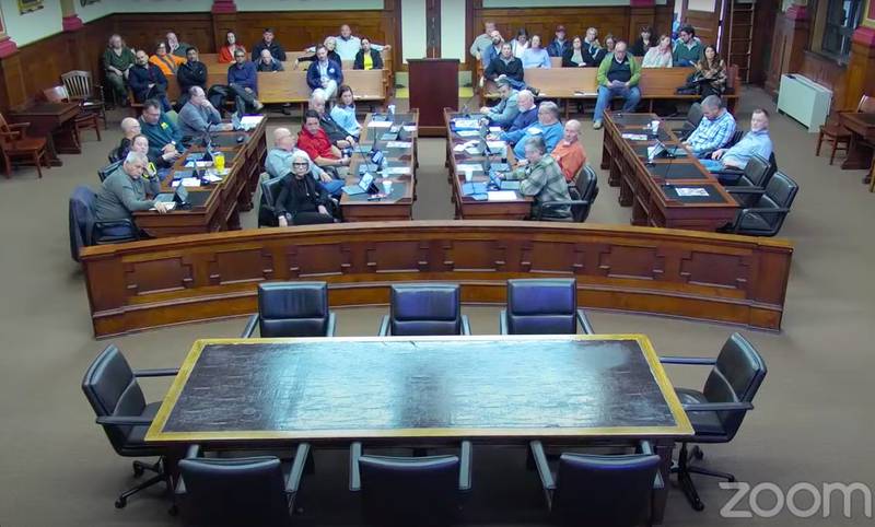 A screenshot from the live streamed Lee County Board meeting on Nov. 21, 2024.