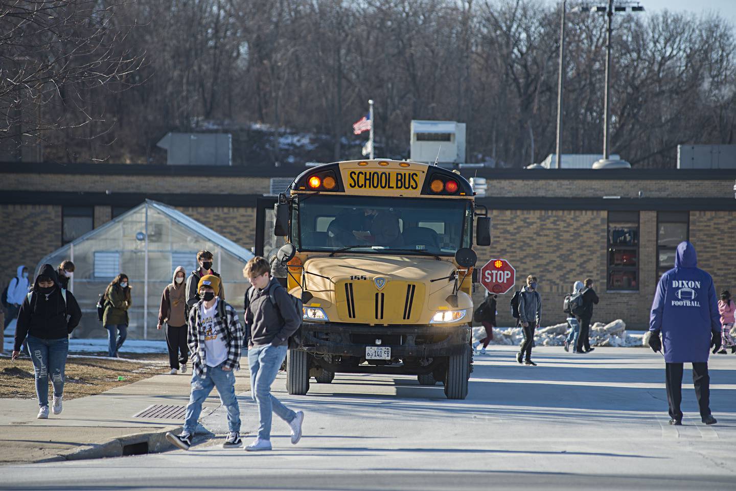 Students at Dixon High School are dismissed from classes on the afternoon of Thursday, Jan. 20, 2022. Dixon Public Schools is conducting a survey asking the community if class should start later in the day.