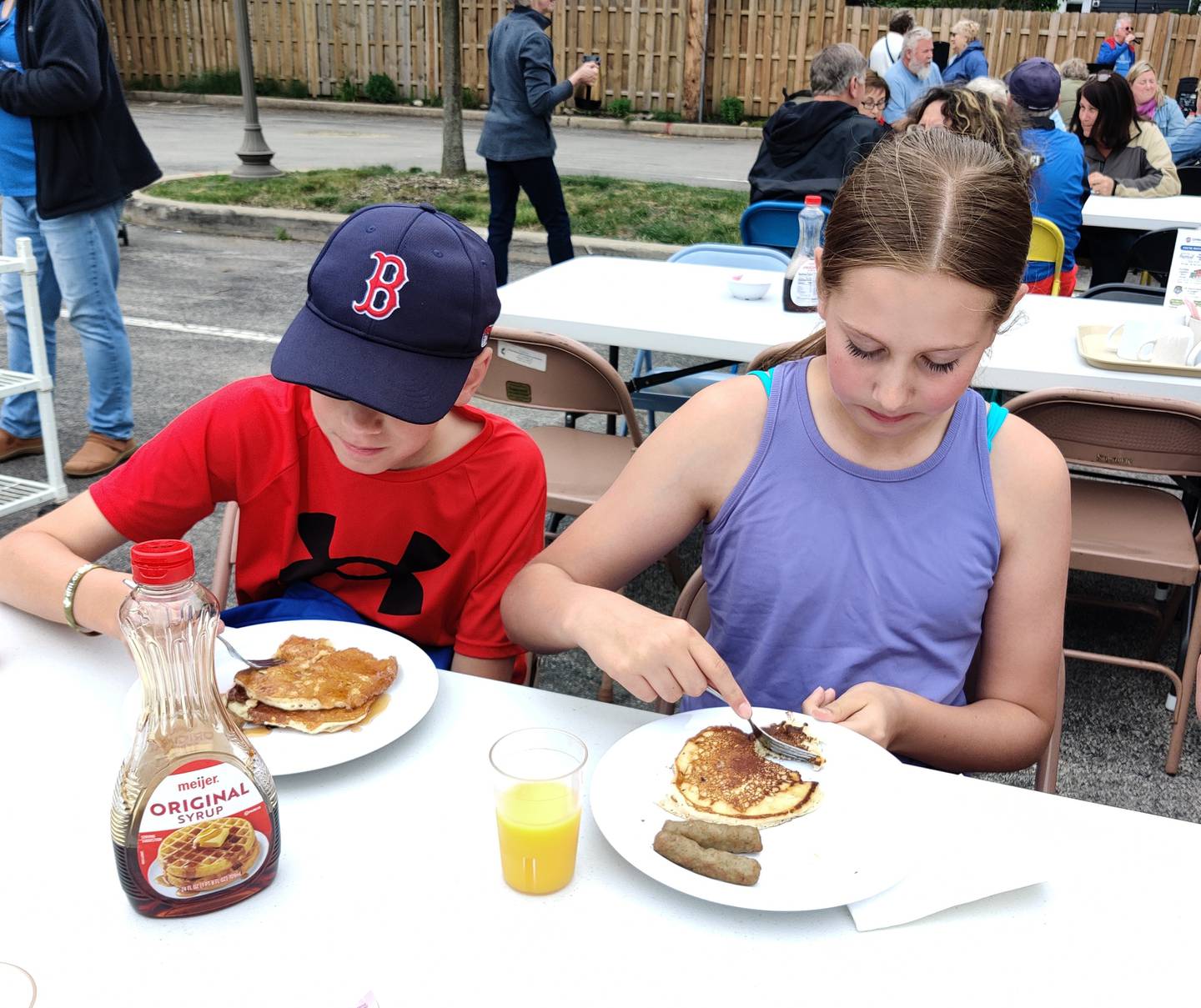 Brandt Sturm of Geneva and sister Elyse at the Memorial Day Pancake Breakfast 2024 at the United Methodist Church of Geneva.