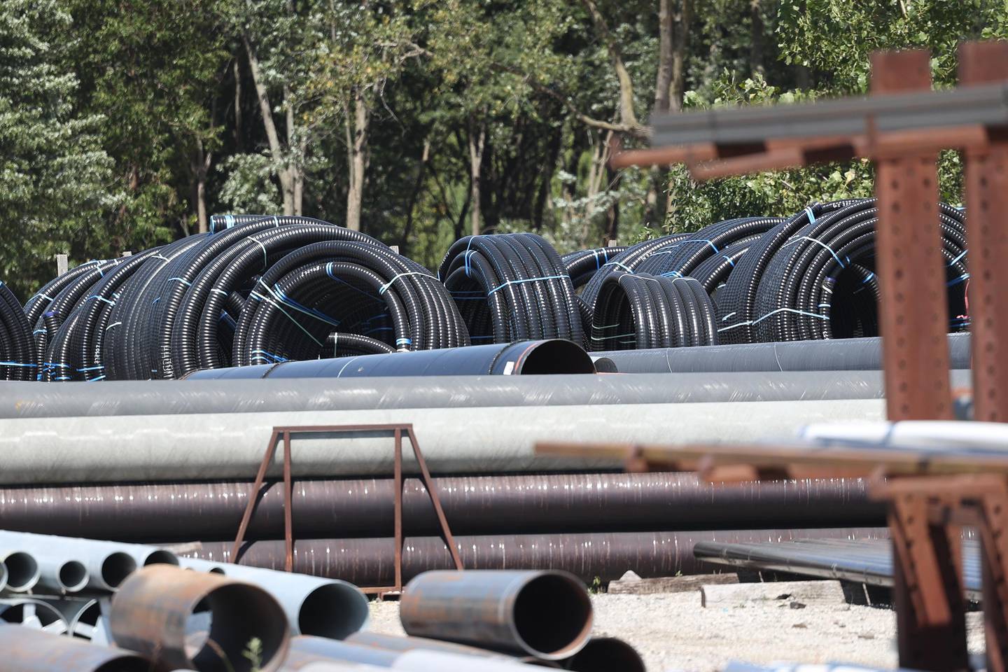 Rovanco Piping Systems manufactures pre-engineered pipes and imports pre-insulated pipes, background, from Switzerland on Wednesday, Sept. 4, 2024 in Joliet.