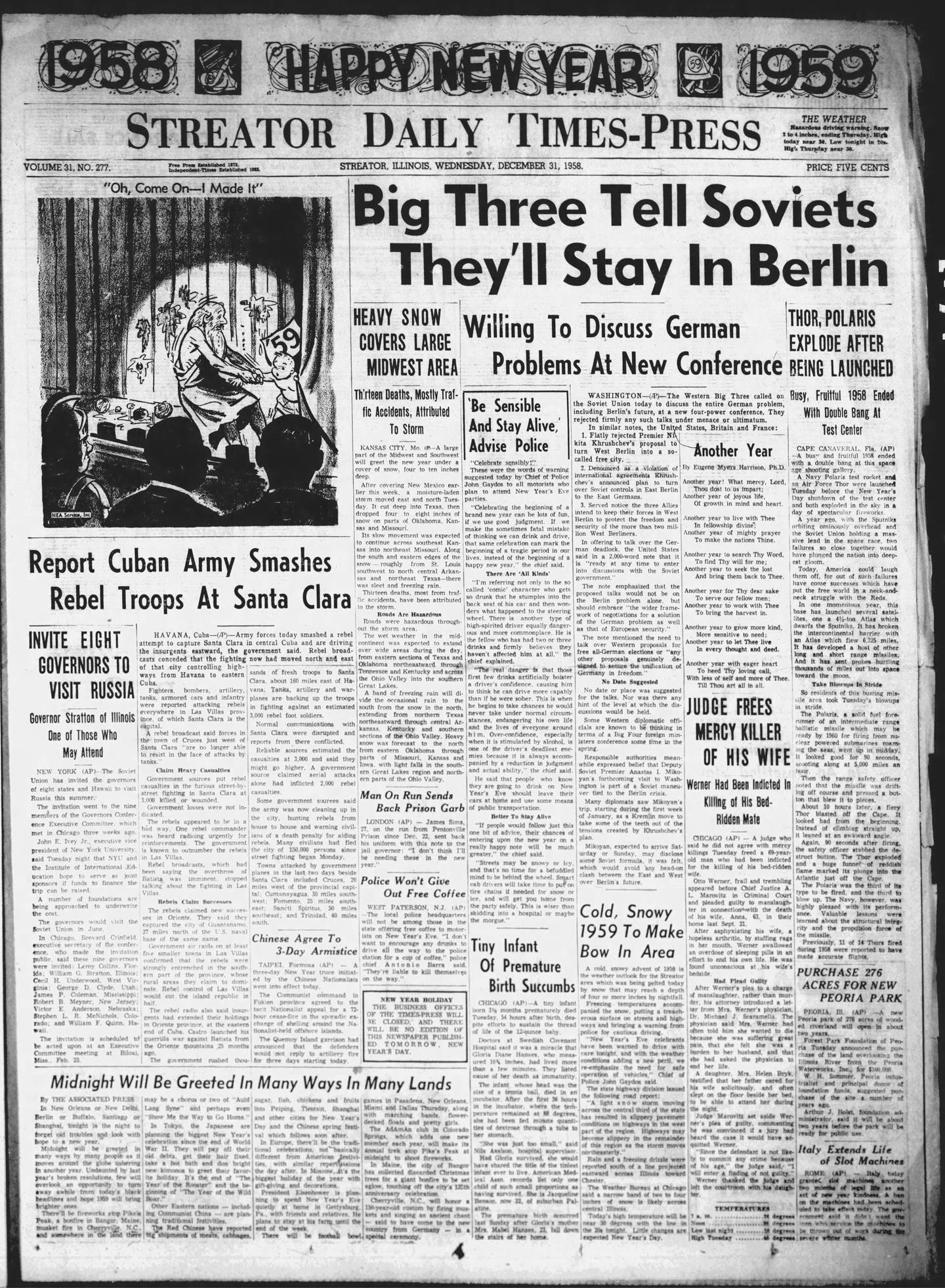The Streator Daily Times-Press on Dec. 31, 1958.