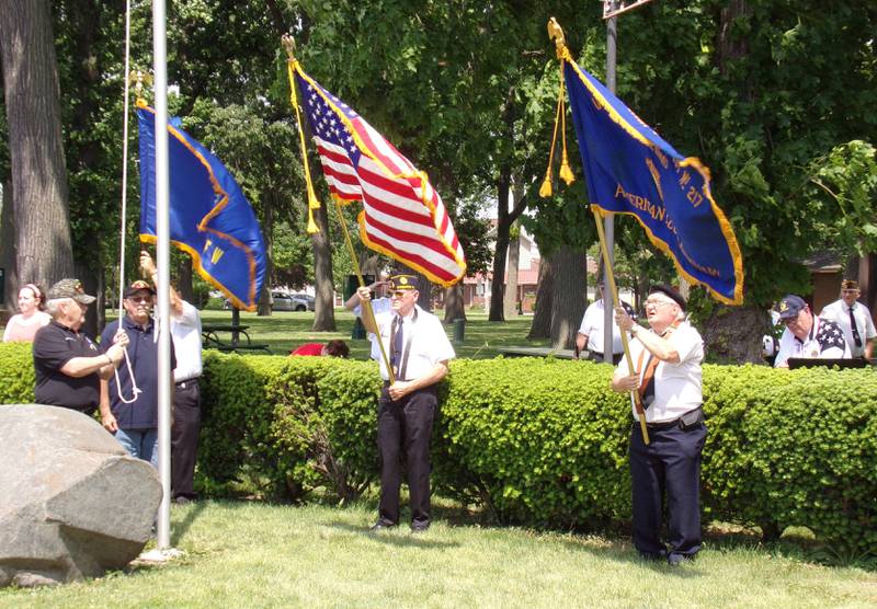 The posting of color guards at the Memorial Day ceremony Monday, May 30, 2022, at Veterans Plaza in City Park in Streator.