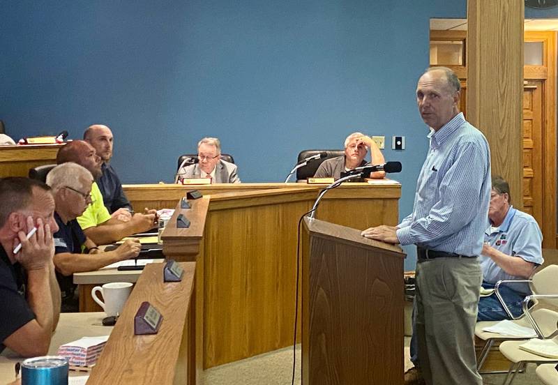 Habitat for Humanity Executive Director Todd Volker speaks at La Salle’s city council meeting Monday July 10.
