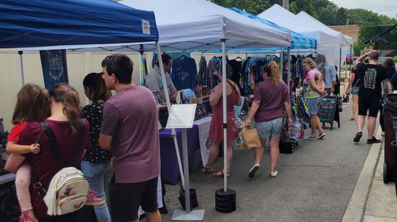 Visitors browse the vendors whose works were on display at the Nik & Ivy Brewing Makers Market, 1026 S. State St.  in Lockport in 2023.  The brewery is hosting another market on Saturday, Aug. 24, as part of its fourth anniversary.