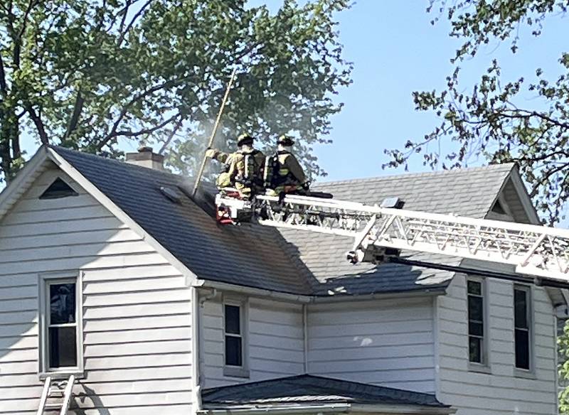 Firefighters work the scene of a house fire in the 800 block of North Mercer Street on Wednesday, April 22, 2026 in Princeton.