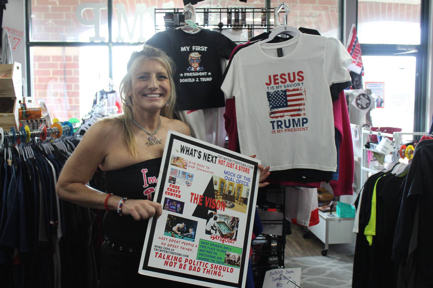 Trump and Truth Store owner Lisa Fleischmann has big plans for a future store, pictured here on the last day of the Huntley location on July 13, 2025.