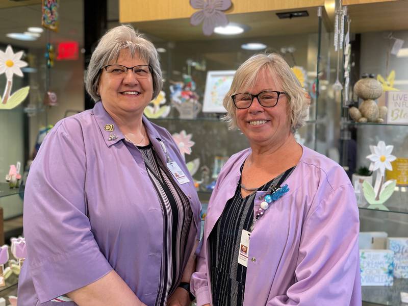 Georgette Walker and Kathy Seitz at the Morris Hospital Gift Shop.