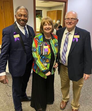 Marshall Jones, of Kewanee, was honored for his many years of service on the board of directors of Freedom House at the April 13 GALA in Princeton. He is photographed with board members Diana Whitney, of Galva, and Mark Breeden, of Geneseo.