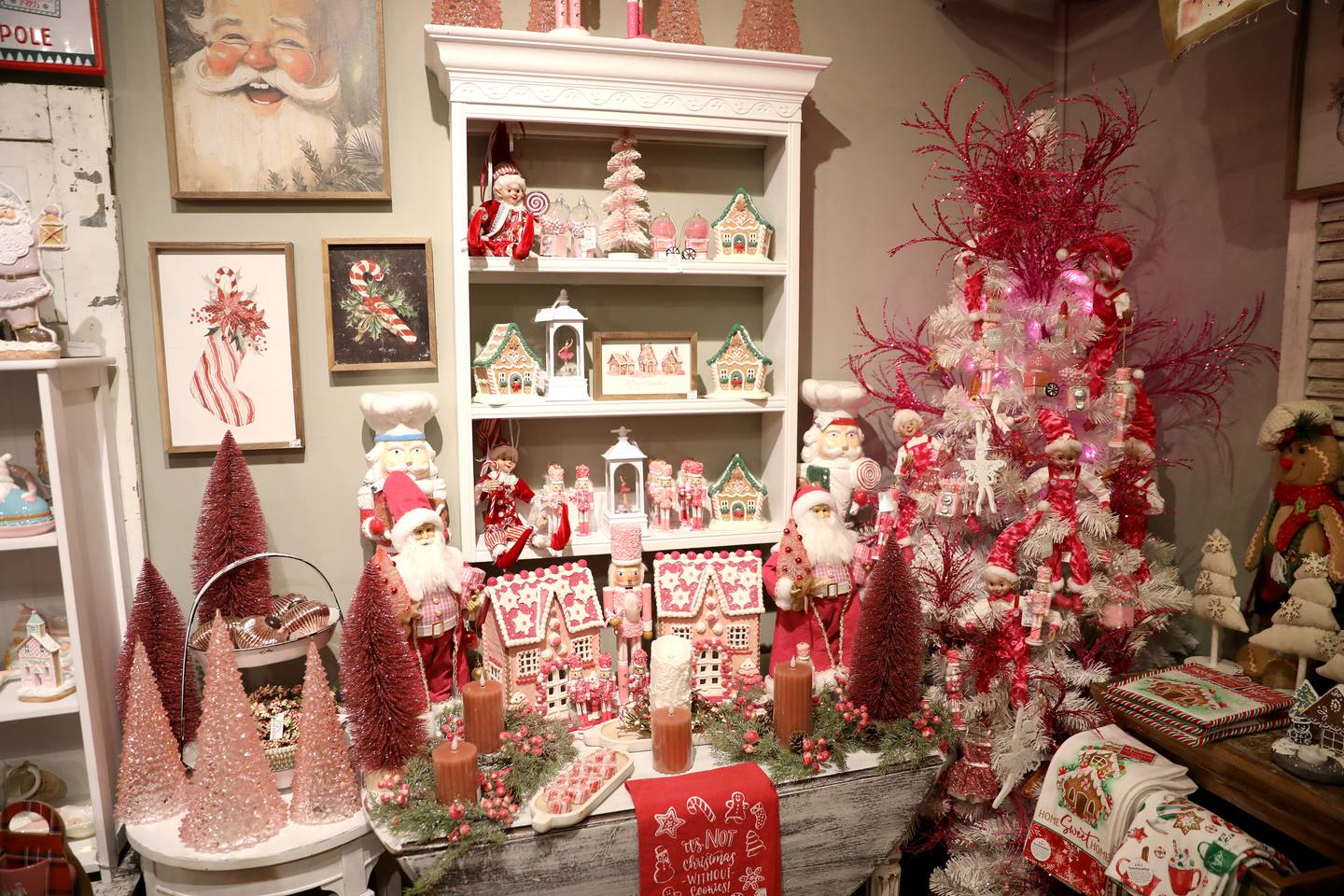 Just some of the holiday decor for sale at Trendy Finds gift shop and boutique in Plano. Trendy Finds has been open since 2019. Along with being a gift shop, it also sells home decor and is a ladies boutique.