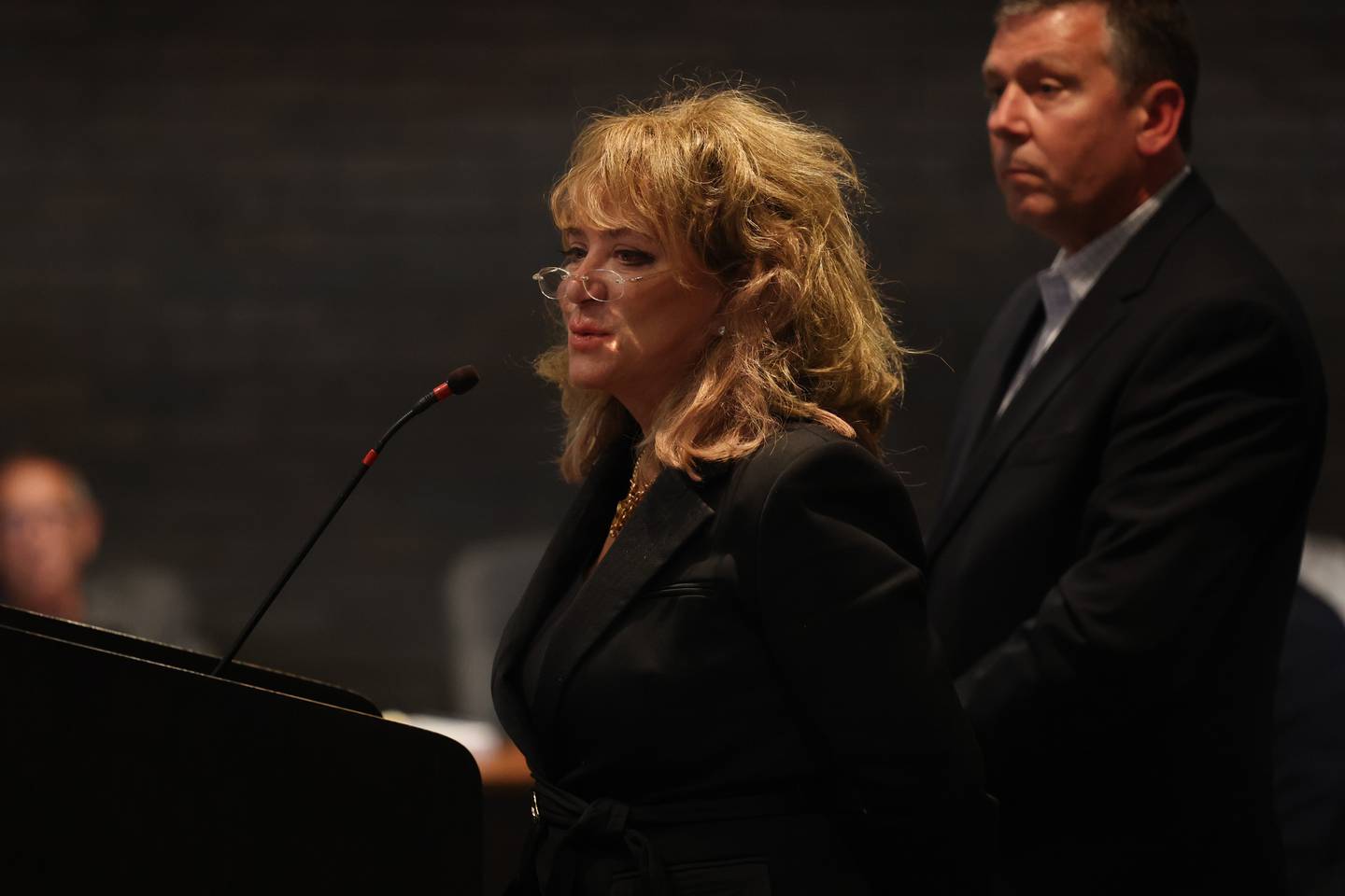 Cullinan Properties’ Chairman and founding partner Diane Cullinan Oberhelman speaks at the City of Joliet City Council Meeting. Cullinan Properties is building the Rock Run Crossing mix-use project near the intersection of I-55 and I-80. Tuesday, June 21, 2022 in Joliet.