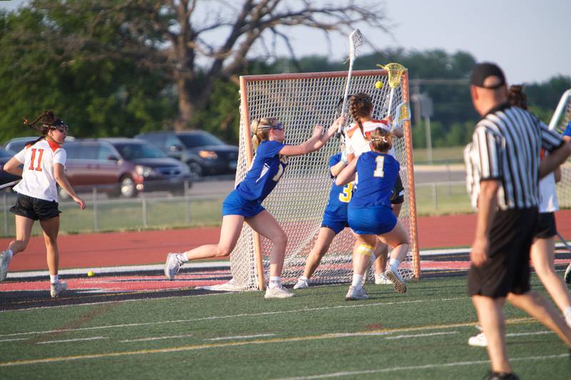 Crystal Lake Central's Fiona Lemke scores a goal against Lake Forest at the Super Sectional Final on Tuesday, May 30, 2023 in Huntley.