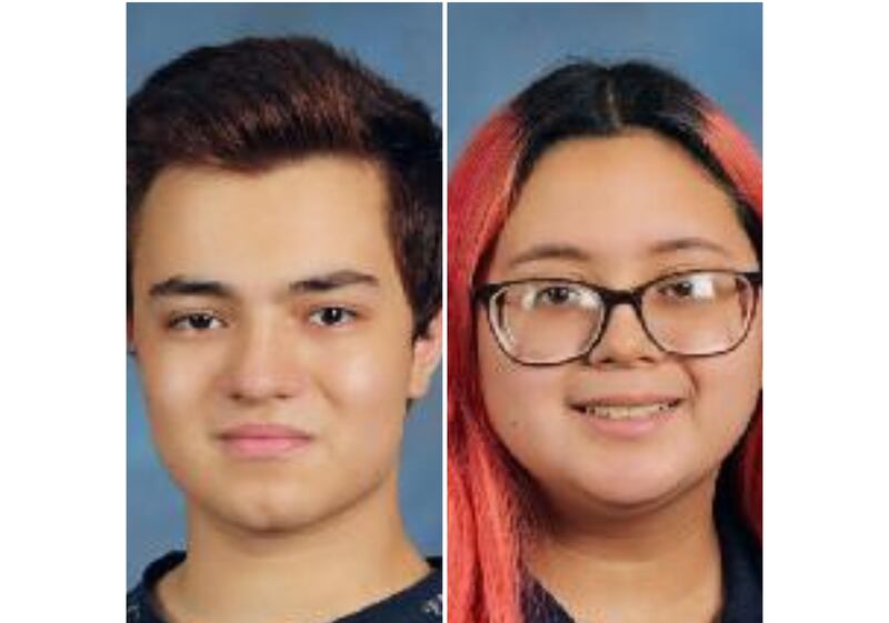 Joliet Central High School students Sergio Zavala (left) and Kimberly Martinez (right) qualified for the state drafting competition after competing virtually in the regional drafting contest in February and March.