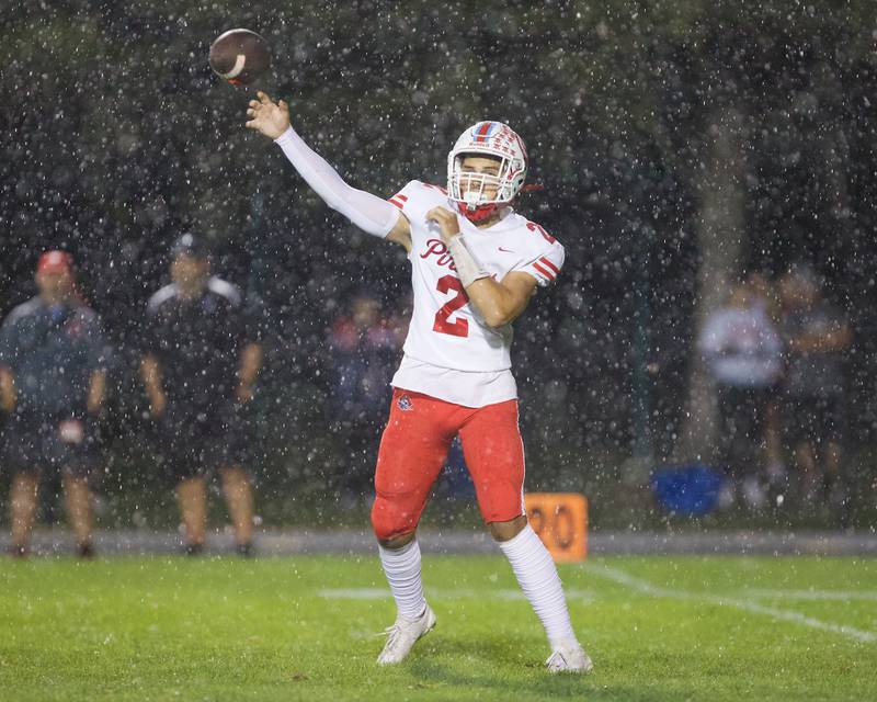 Ottawa's Andrew Vercolio throws the ball against Kaneland on Friday, Sept. 19, 2025 in Maple Park.