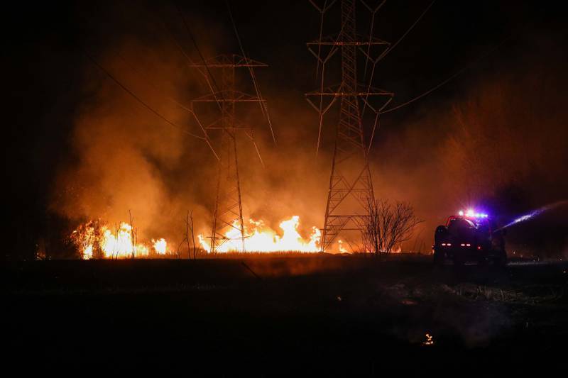 Multiple acres of land were burned in a brush fire Tuesday, March 4, 2025 near McHenry.