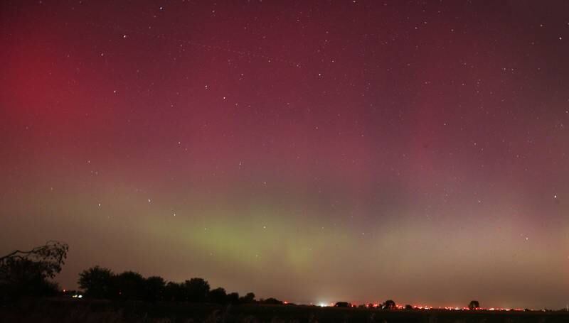A two-minute exposure view of the aurora borealis on Thursday, Oct. 10 along Backbone Road near Princeton.