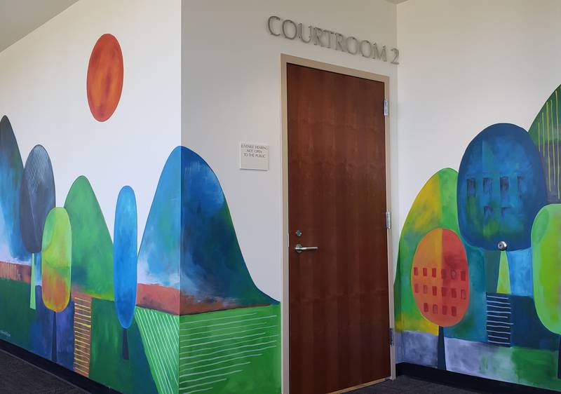 A juvenile-friendly entrance to Kane County’s new Abuse/Neglect Courtroom in the Juvenile Justice Center. The new courtroom will open July 11.