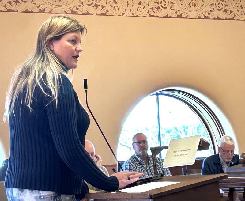 Jodie Wiederkehr spoke to the Ogle County Board on April 15, 2025 during the board's public comment period.