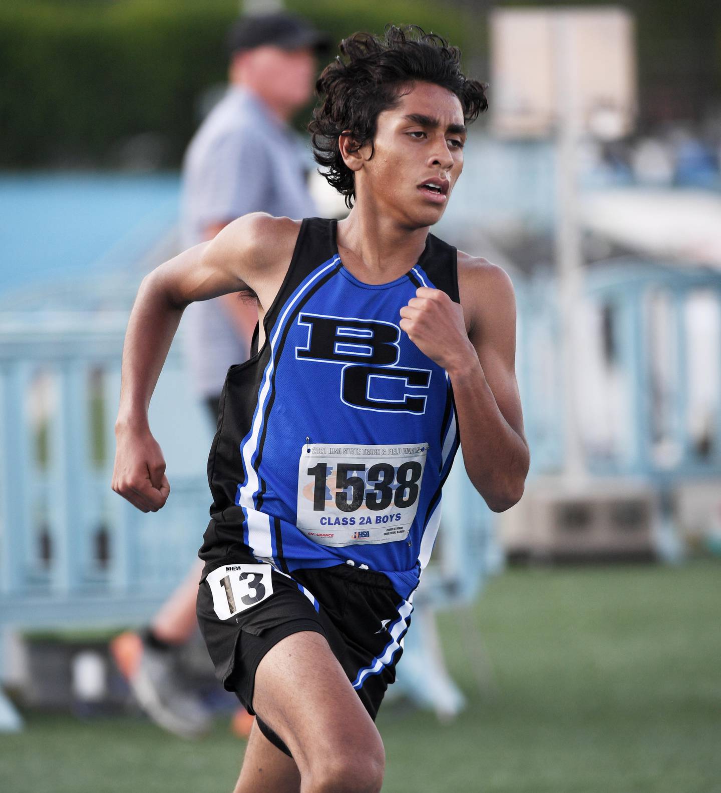 Burlington Central's Yusuf Baig competes in the 1,600-meter run on June 18, 2021 at the Class 2A Boys Track and Field State Meet at Eastern Illinois University in Charleston.