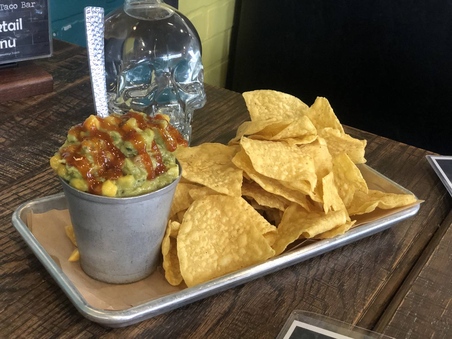 Cantina 52 offers a number of takes on guacamole, including Mango Madness, which we ordered.