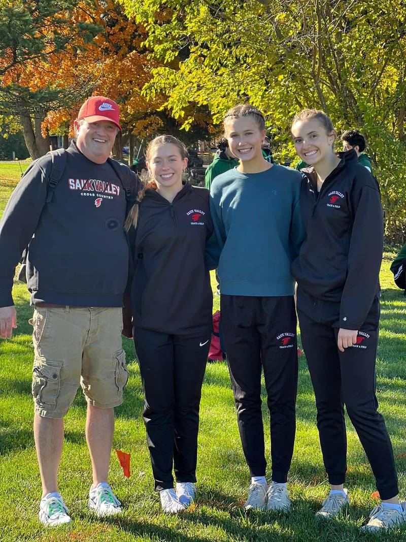 Sauk Valley coach Nick Hartz was joined by the Bureau Country trio of Kiana Brokaw, Lexi Bohm and Jillian Hulsing at nationals last week. Elijajh House (Bureau Valle) also ran for the Sauk men.