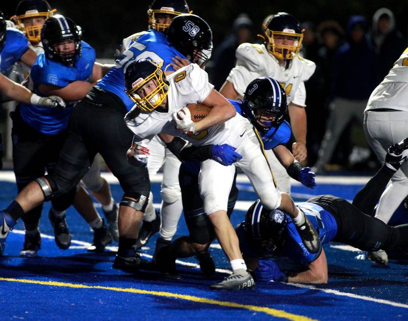 Sterling’s Wyatt Cassens carries the ball during a Class 5A first-round game against St. Francis on Friday, Nov. 1, 2024 in Wheaton.