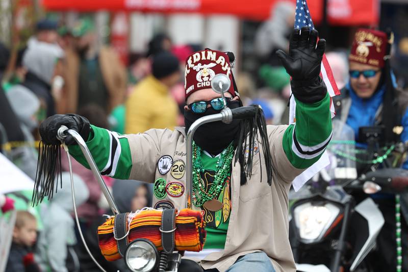A Medinah Shriner rides along the Plainfield Hometown Irish Parade on Sunday, March 17, 2024 in Plainfield.