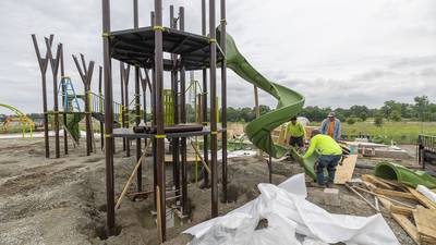 Photos: Playground equipment installation at Sterling's riverfront park 