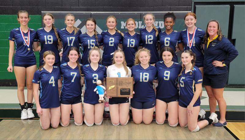 The Marquette Crusaders defeated Henry-Senachwine in two sets to repeat as Tri-County Conference Tournament champions on Thursday in Varna.