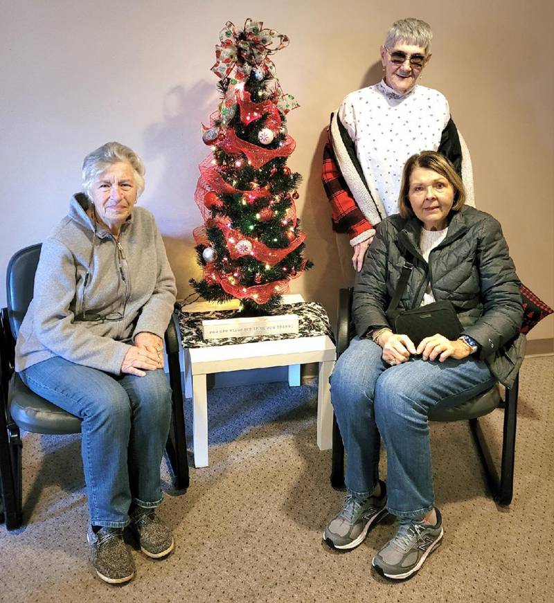 Oregon Woman's Club members (left to right) Christa Young, Sandie Chasm, and Johanna Hahne presented gifts to Hope House's Adopt-a-Family program.
