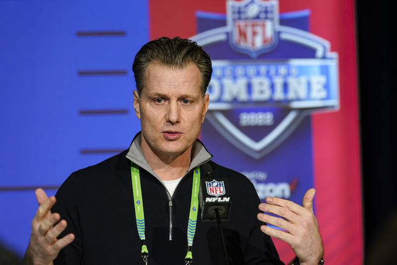 Chicago Bears head coach Matt Eberflus speaks during a press conference at the NFL combine on Tuesday, March 1, 2022, in Indianapolis.