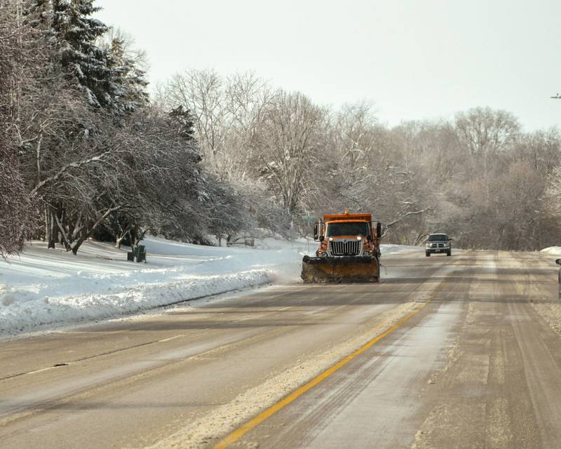 A DeKalb plow cleans Bethany Road on Saturday Jan. 13, 2024.