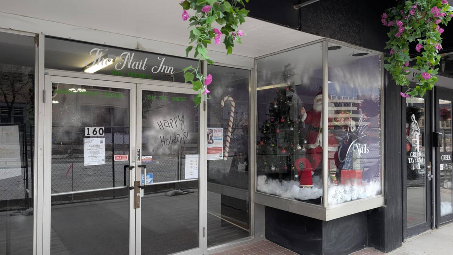 The Nail Inn & School of Cosmetology, the second place winner in the Joliet City Center Partnership's Holiday Window Decorating Contest, is seen Thursday, Dec. 19, 2024, at 160 N. Chicago St. in Joliet.