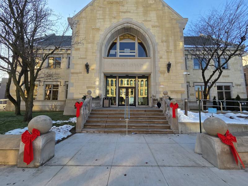 The Joliet Public Library at 150 N. Ottawa St. in Joliet, is seen  on Tuesday, December 16, 2025.