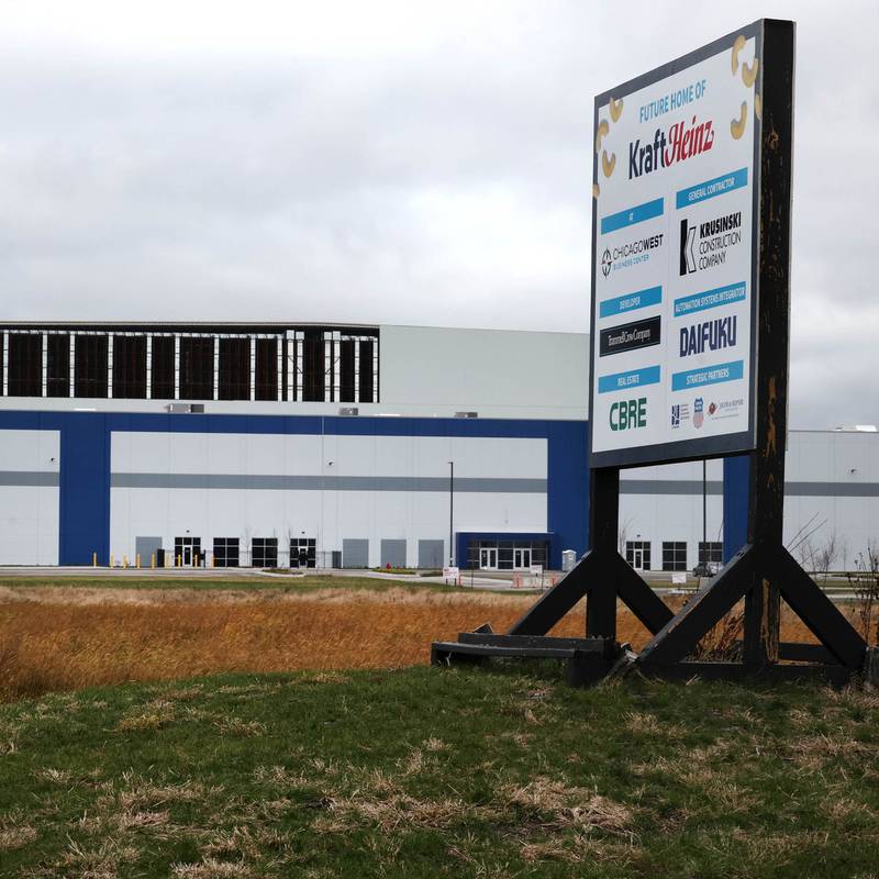 An updated look at construction of the Kraft Heinz Company distribution center Friday, Nov. 22, 2024, at the corner of Gurler and Peace Roads in DeKalb.