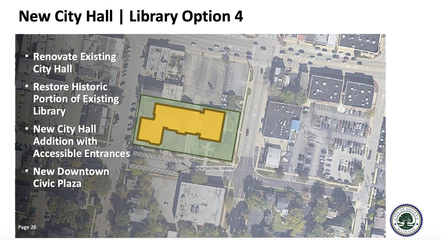 Geneva alderpersons favored one of four options for a future renovation of City Hall, connecting it with the next door former library building, while preserving the historic portion of that building.