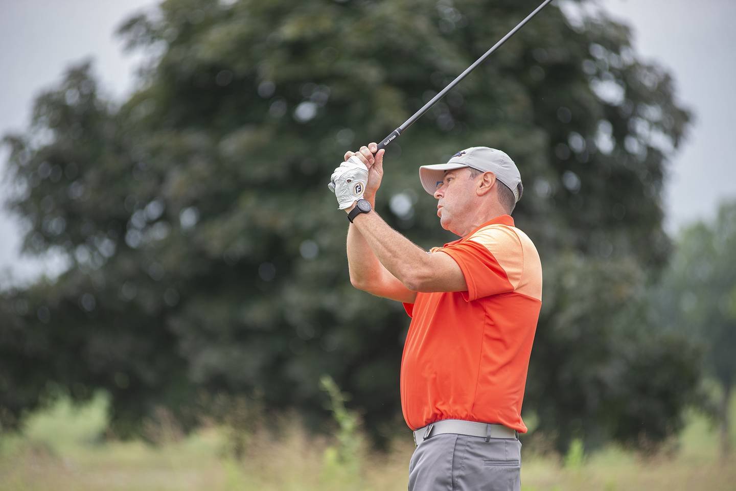 Scott Hargrave tees off on #10 to start the second round Sunday, July 17, 2022 of the Lincoln Highway golf tournament at Prairie View Golf Club in Byron.