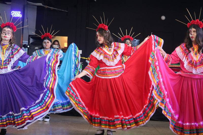 Ballet Nueva Generación of Rochelle Township High School took to the floor at La Calle Bar and Music Venue on Nov. 4, 2023 during the inaugural Day of the Dead "Celebration of Life".