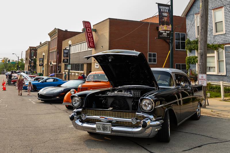 Classic cars line 10th Street during Cruisin' Into Lockport on June 2, 2025.