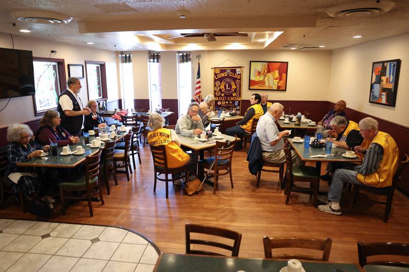 Members of the Joliet Noon Lions Clubs dine together at the Silver Spoon restaurant for their afternoon meeting on Thursday, Sept. 22, 2022, in Joliet. The Joliet Noon Lions Club, a community outreach organization, celebrated its 101st anniversary this year.