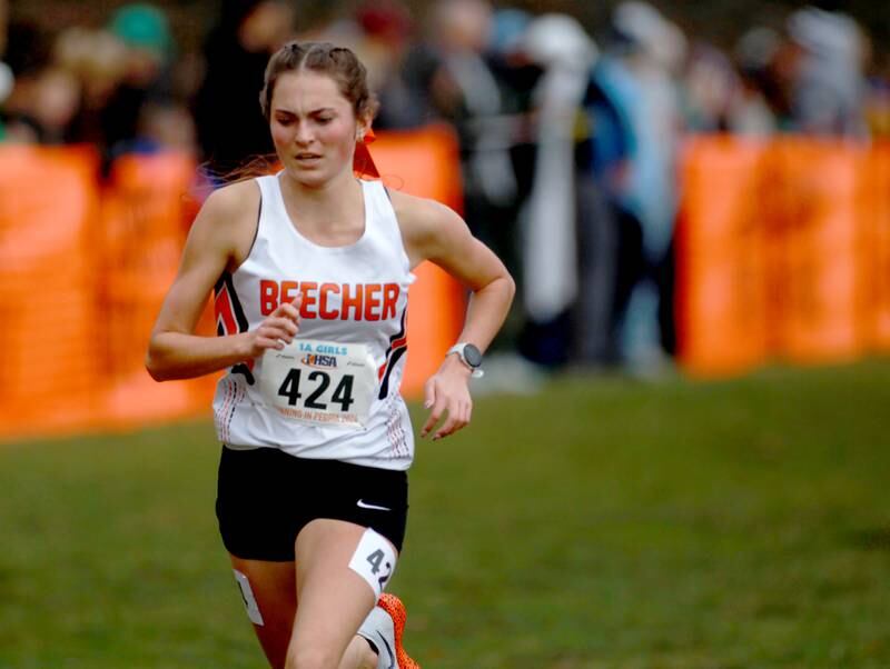 Beecher's Brooklynn Burdick competes in the Class 1A State Cross Country Championships on Saturday, Nov. 9, 2024 at Detweiller Park in Peoria.