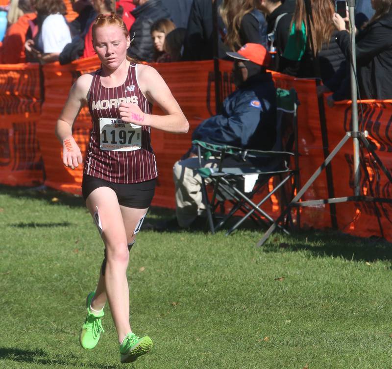 Morris's Danica Martin competes in the Class 2A State Cross Country race on Saturday, Nov. 4, 2023 at Detweiller Park in Peoria.