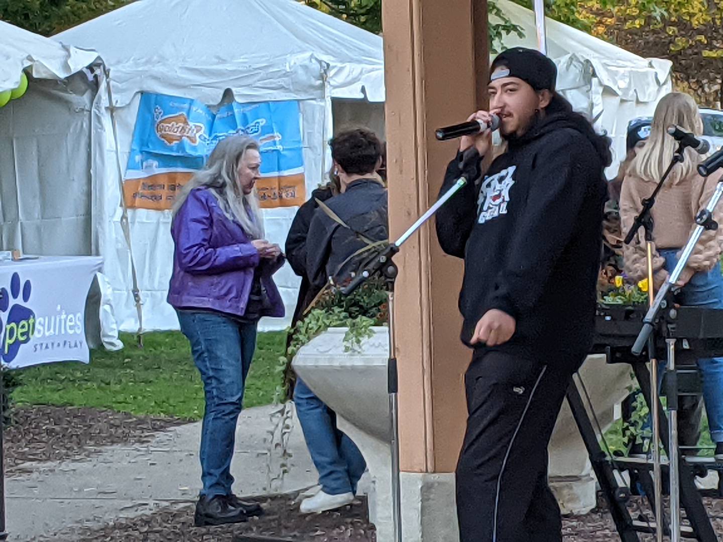 Singer Peter D’Antonio of Elgin, a Central High School senior, performed Saturday at Scarecrow Weekend in St. Charles with School of Rock in Geneva.