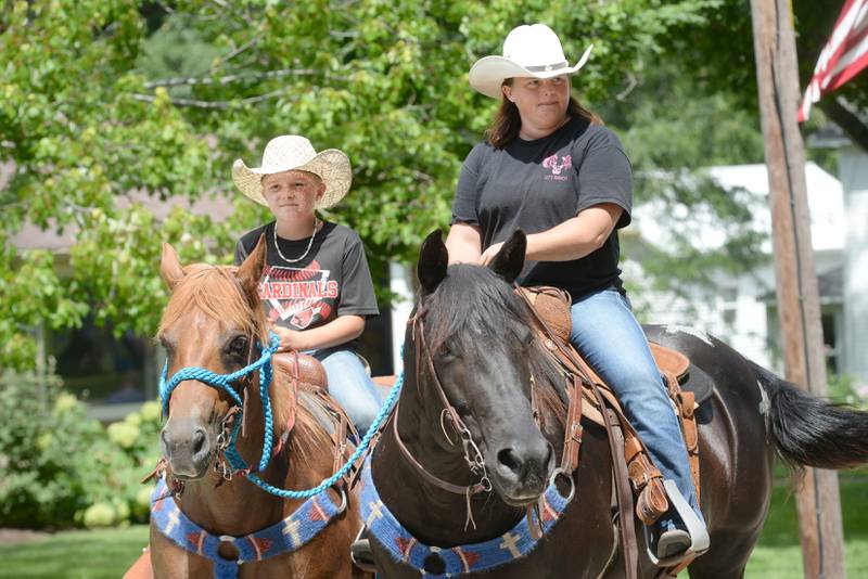 Lindsey and Tate Hagemann rode their horses from LETS Ranch in the German Valley Days parade on Saturday, July 19, 2025.