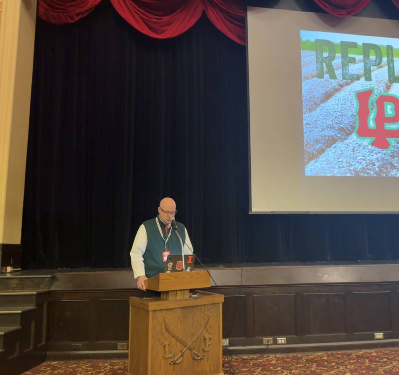 Superintendent Steven Wrobleski speaks during Wednesday night's Ag meeting.