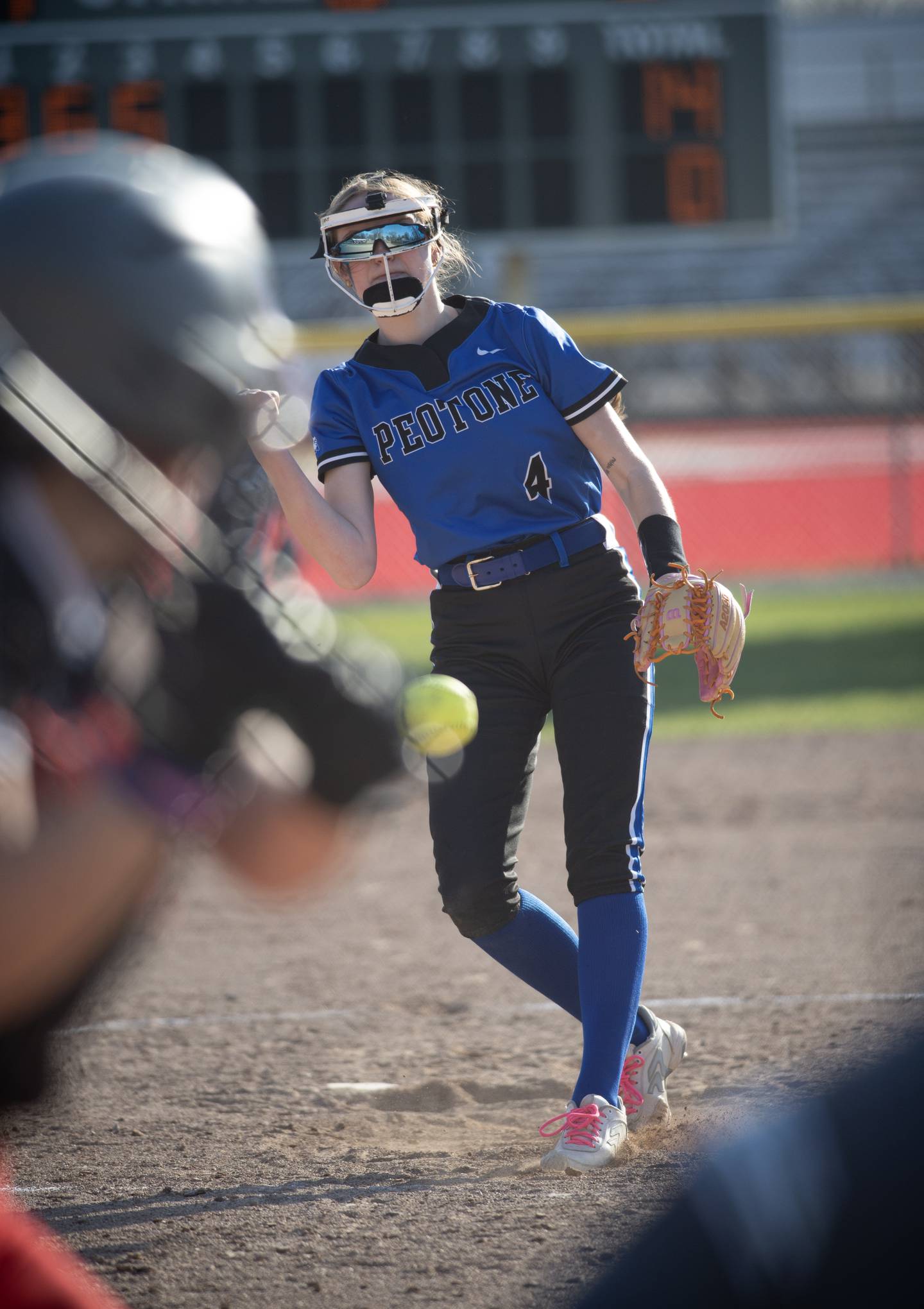 Peotone's Sophie Klawitter pitches in the game against Momence on March 28, 2025.