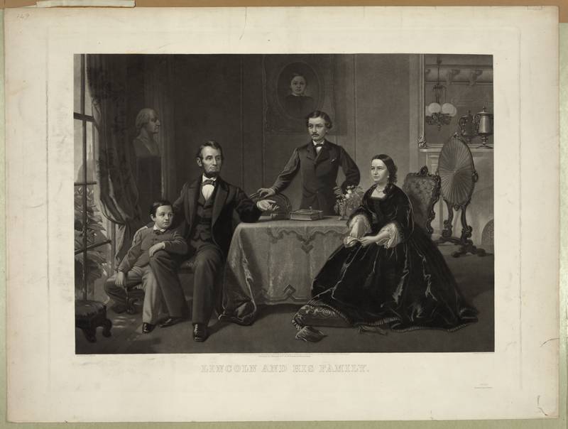 Lincoln and his family / painted by S.B. Waugh ; engraved by William Sartain. ca. 1866. Philadelphia: Published by Bradley & Co. 66 N. Fourth St., Printed by Irwin & Sartain.