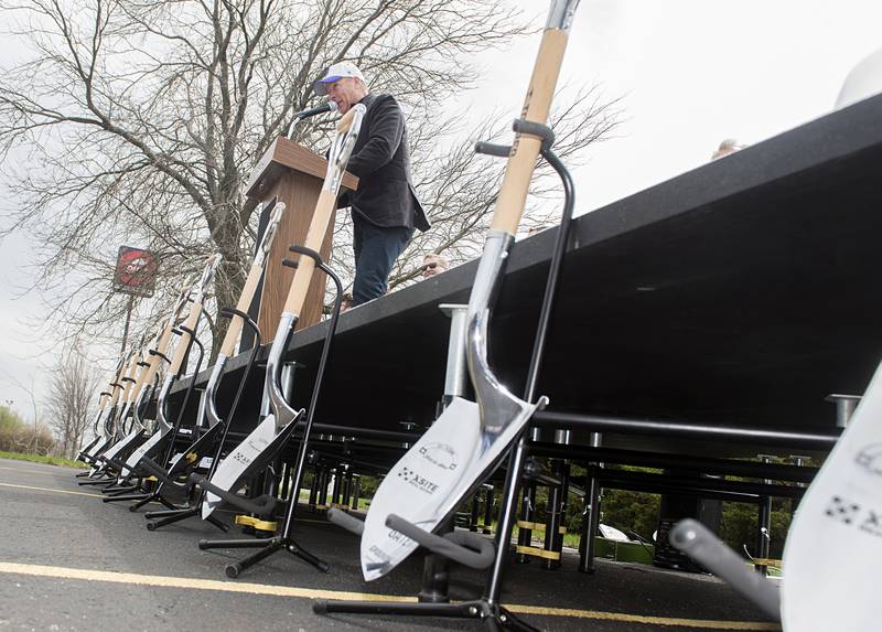 Dixon city councilman Mike Venier introduces the first speaker Thursday, April, 28, 2022 during a ceremony to mark the groundbreaking of the Dixon Gateway project. The project is aimed at bringing in new business at the I-88 corridor in Dixon.