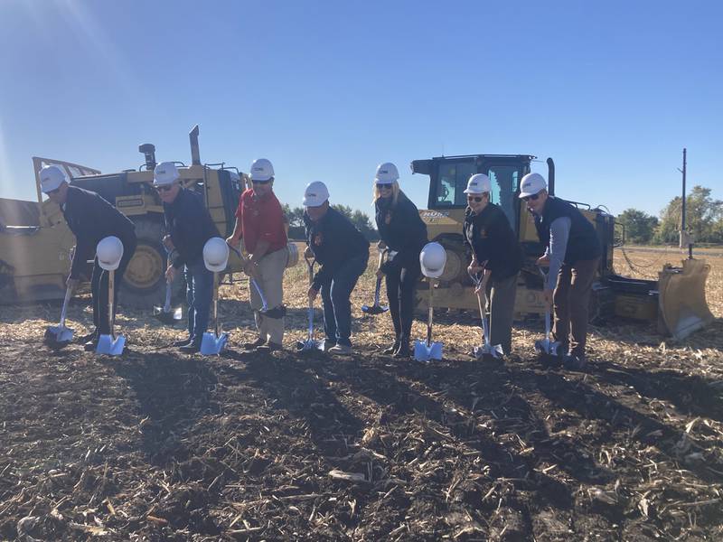 Members of the Lockport Township Fire Protection District Board participate in the groundbreaking for the district's new training facility.
Monday, Oct. 20, 2025.