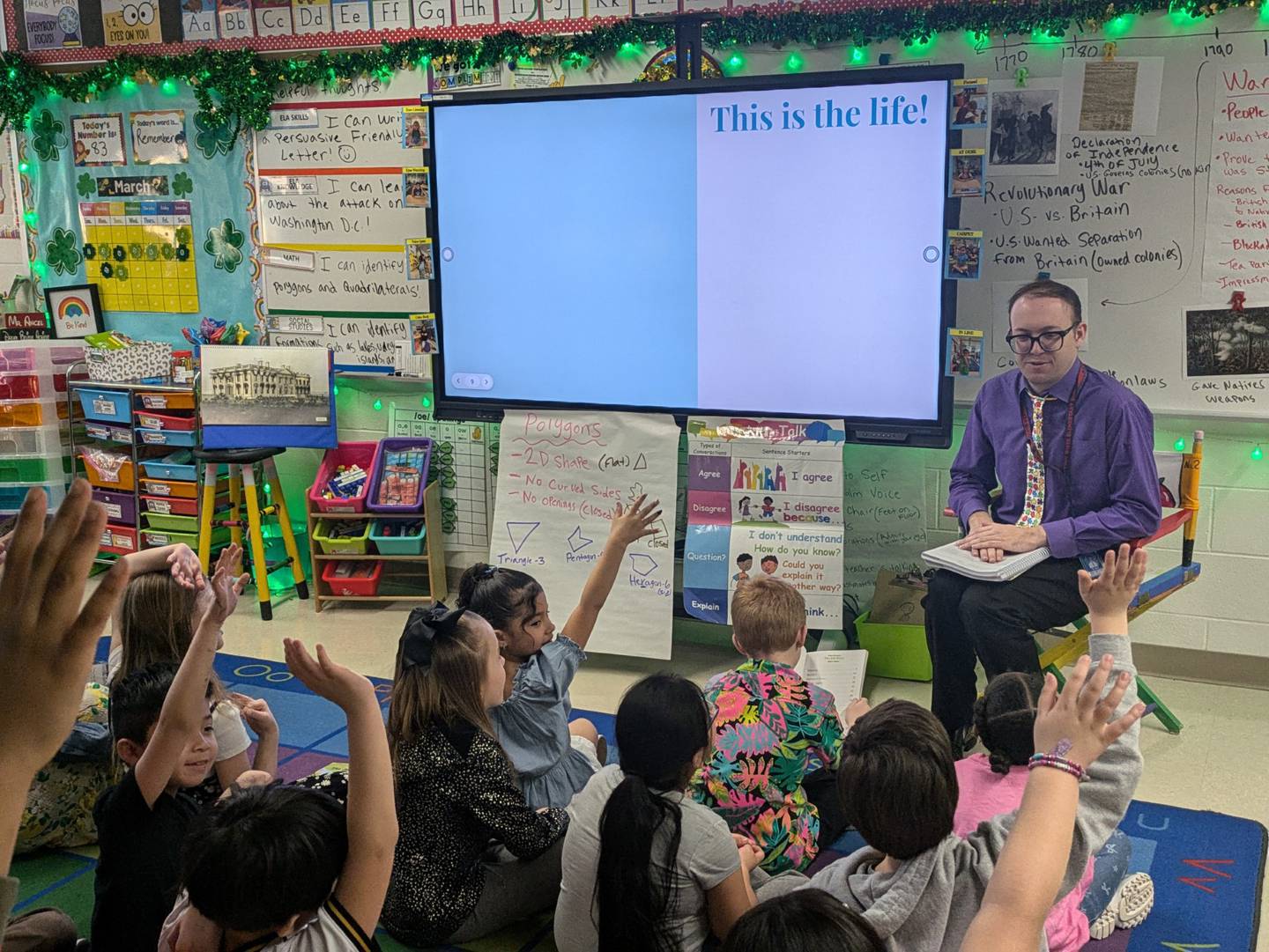 Joey Ancel, a second grade teacher at Troy Hofer Elementary School in Shorewood, is seen in his classroom on Wednesday, March 12, 2025.