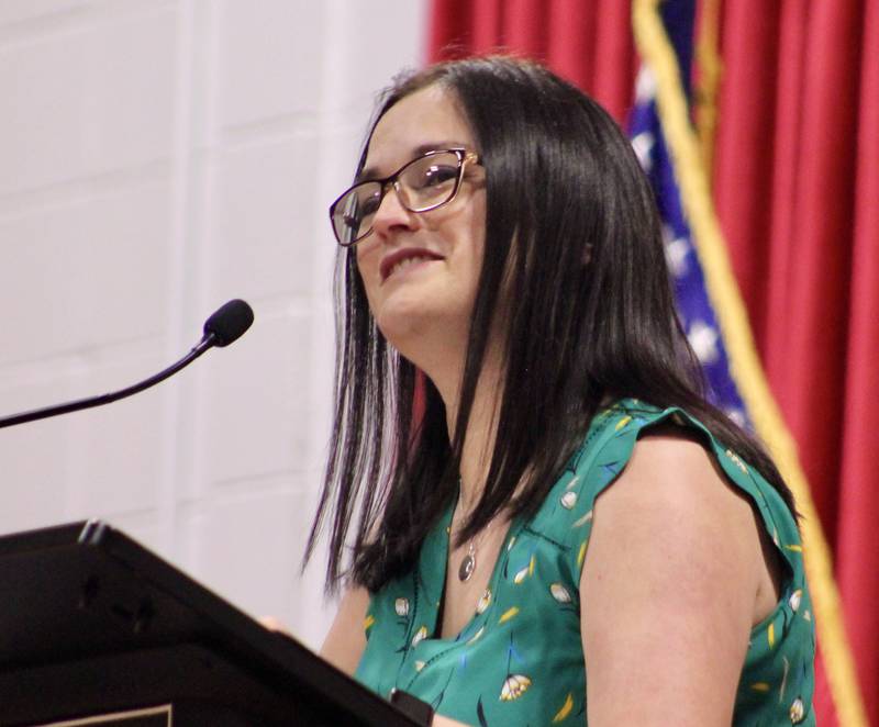 Diana (Vasquez) Merdian, newly sworn in as Sterling mayor, accepted the award for alumni achievement on Friday, May 12, 2023, during the Sauk Valley Community College commencement.
